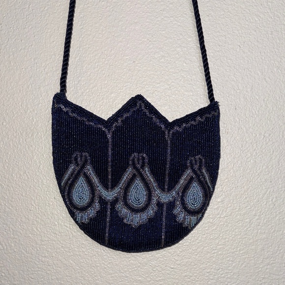 Handbags - Chic Navy Beaded Crossbody Bag